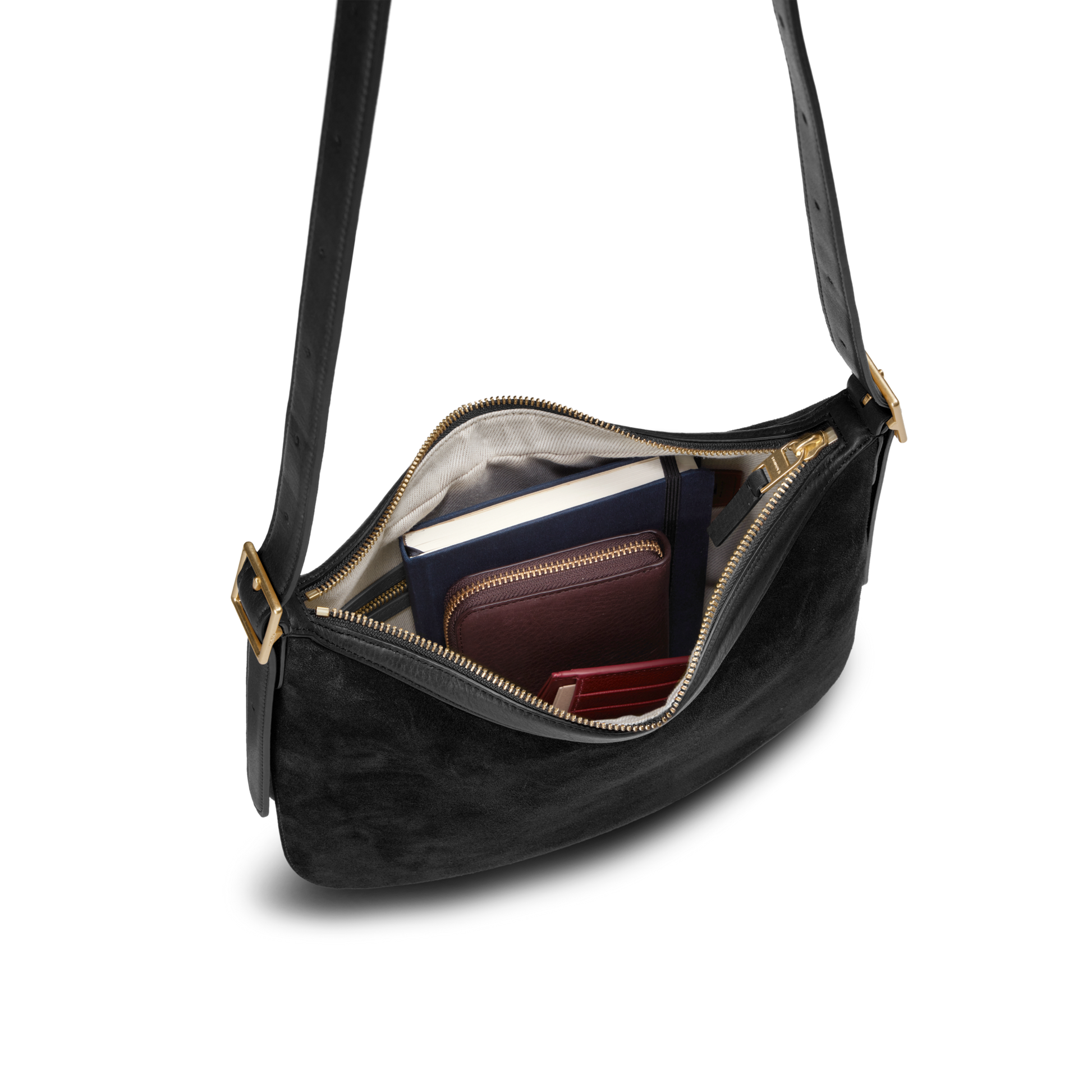 Medium Bixby Crossbody - Black Suede