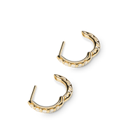 Diamond Petite Round Huggie Earrings - Yellow Gold
