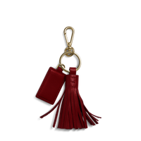 Leather Tassel Keychain - Ruby