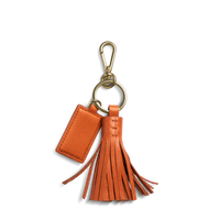 Leather Tassel Keychain - Rust
