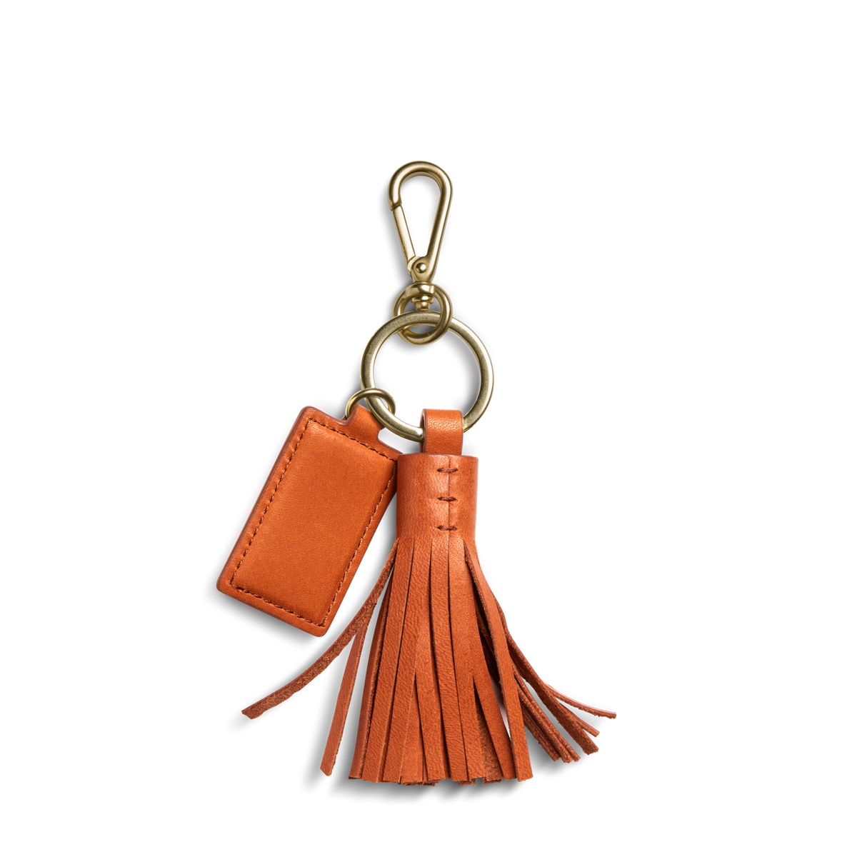 Leather Tassel Keychain - Rust