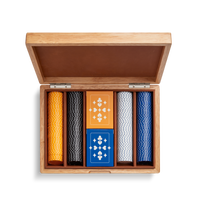 Lacquered Wood Poker Set - Cream / Blue