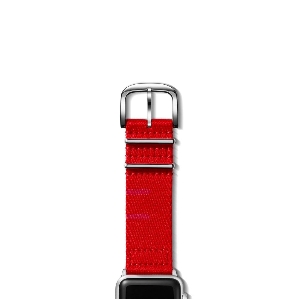 24mm Red Split Nylon Apple Watch Strap - Red
