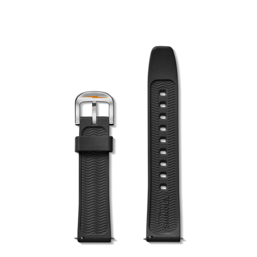20mm Black Rubber Watch Strap - Black
