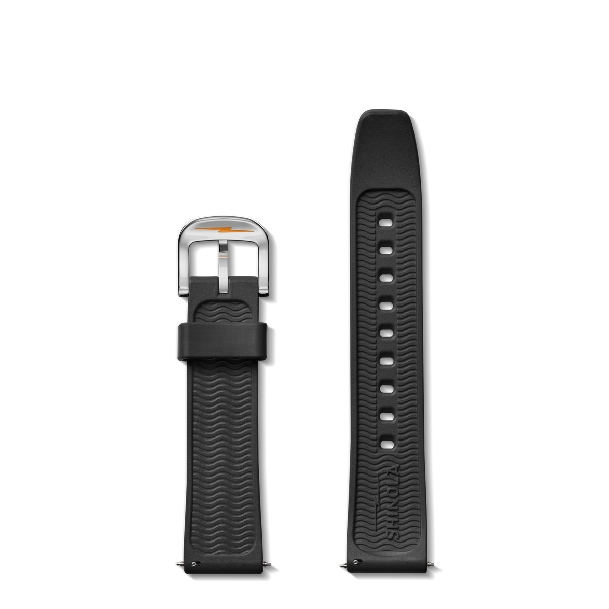 20mm Black Rubber Watch Strap - Black