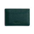 The Leather 3 Pocket Card Case - Forest by Shinola features dark green leather, visible stitching, and the Shinola name embossed on the front, shown against a plain white background.