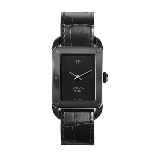 Tom Ford Watch: BR Blk Dial 53x31mm, BR PVD GryTR, Blk Alligator - Black