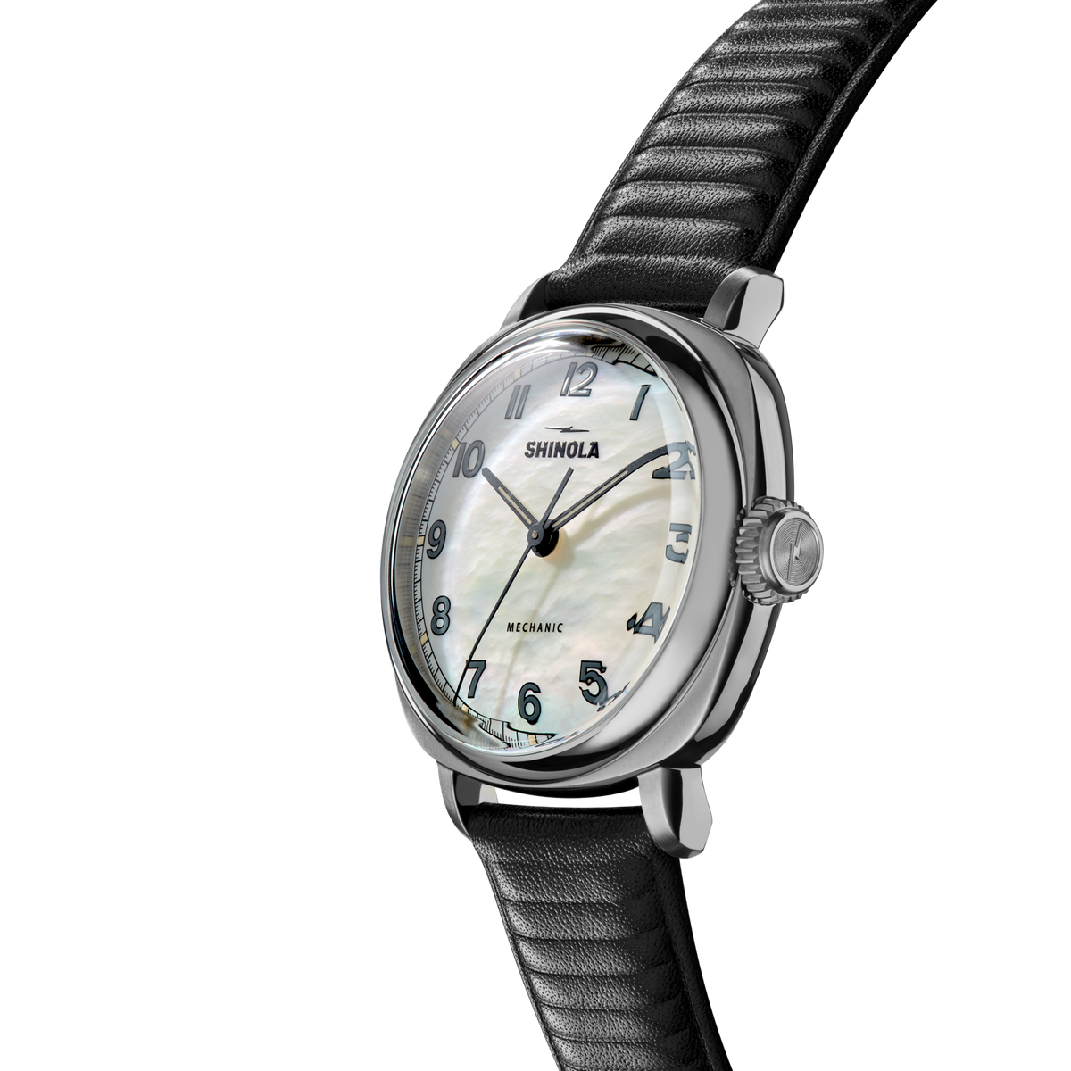 Mechanic Watch - Mother of Pearl/Black Leather Strap