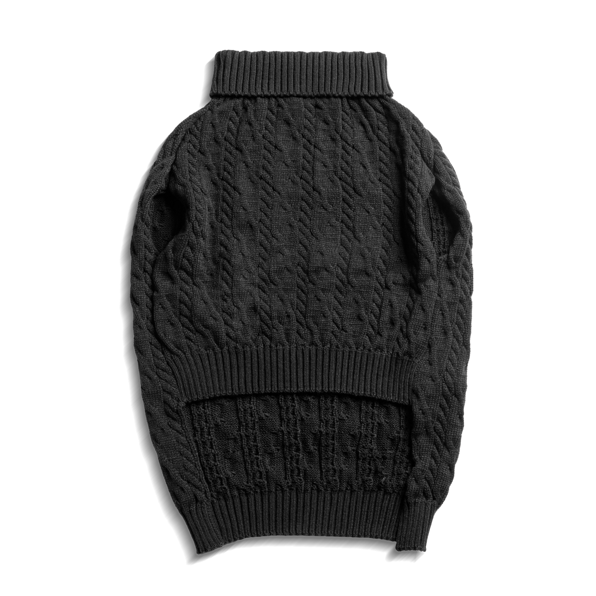 Cable Knit Dog Sweater - Black
