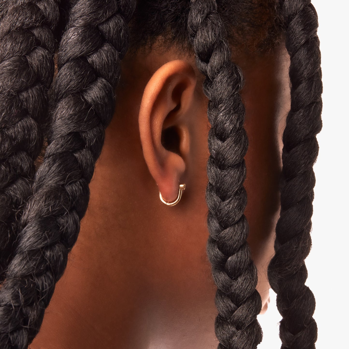 Bike Lock Huggie Earrings - Yellow Gold