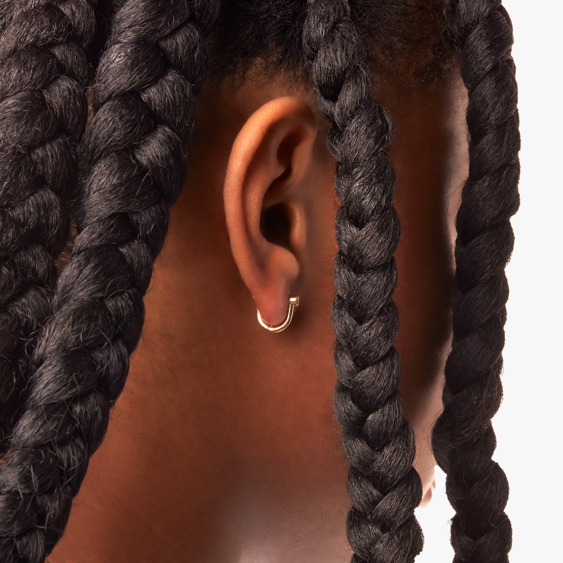 Bike Lock Huggie Earrings - Yellow Gold