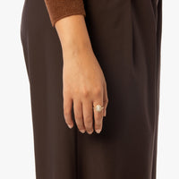 Diamond Pave Oval Ring - Yellow Gold