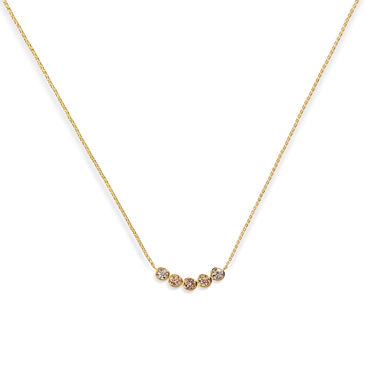 Desert Diamond Curved Bar Necklace - Yellow Gold