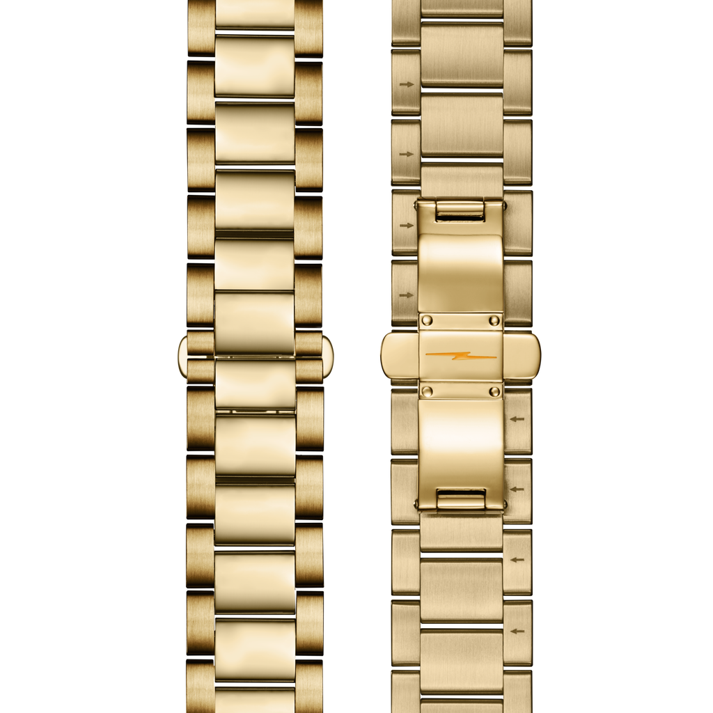クロノヴァ しのさん リングライト 20mm Gold 3-Link Bracelet | Shinola