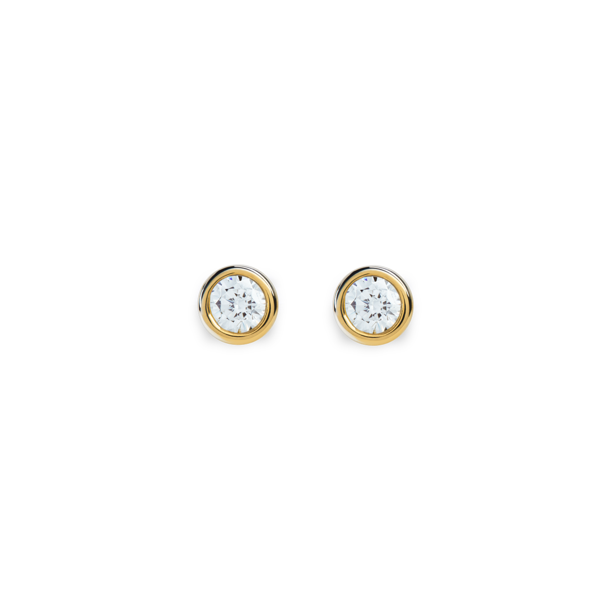 1/4 Carat Round Diamond Bezel Stud Earrings - Yellow Gold