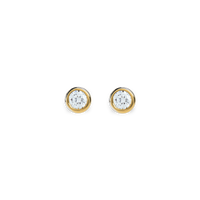 1/4 Carat Round Diamond Bezel Stud Earrings - Yellow Gold