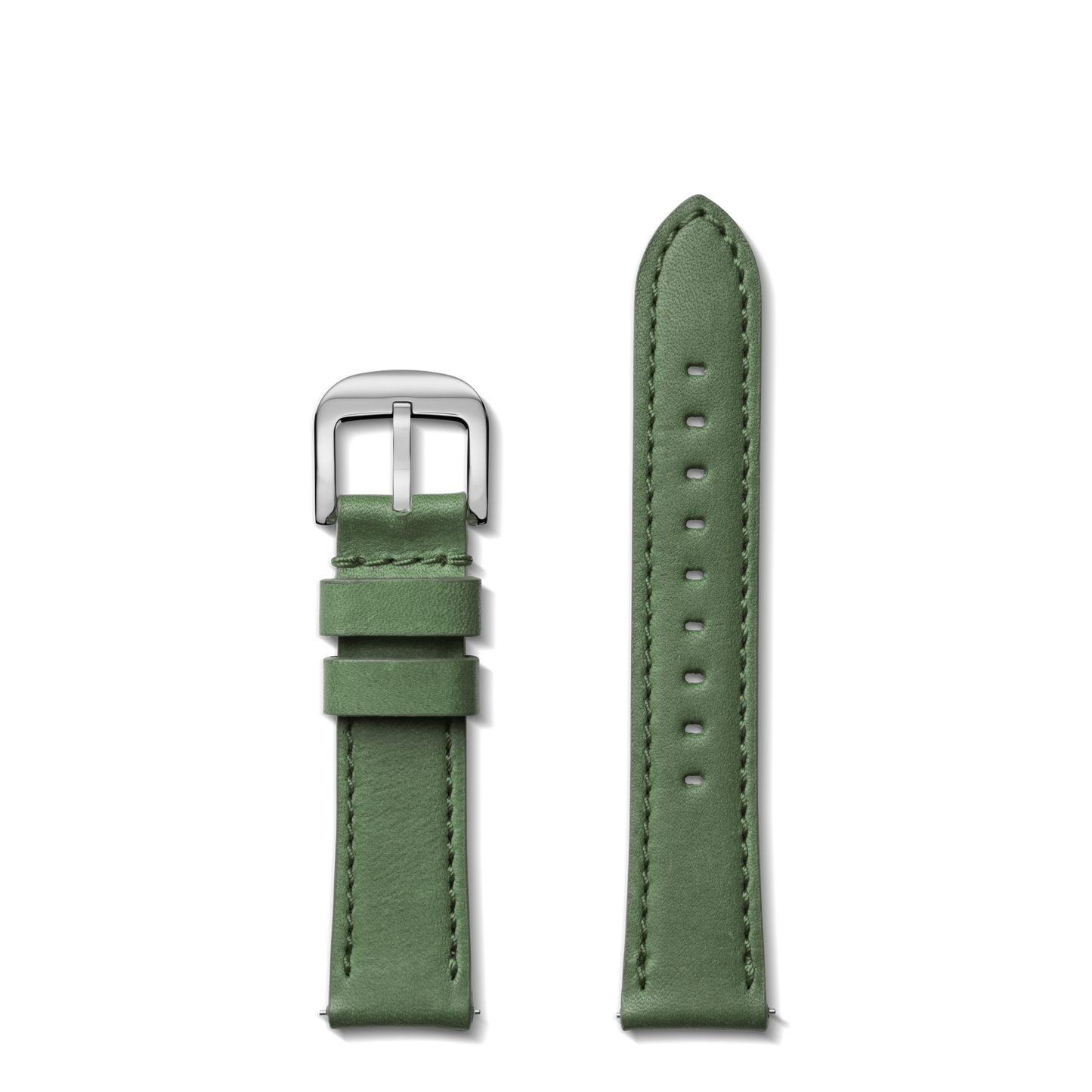 20mm Green Leather Watch Strap - Green