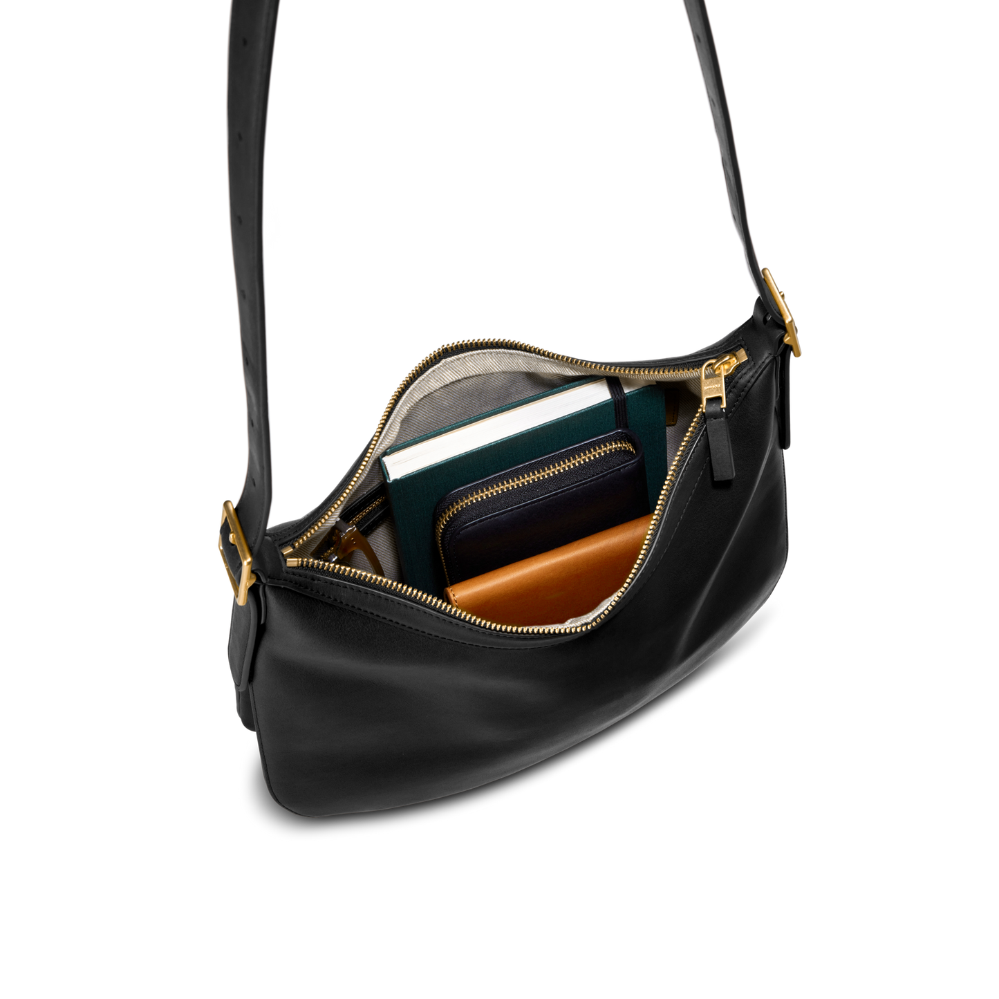 Medium Accordion Crossbody - Black