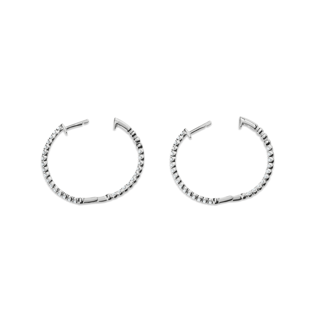 1 Carat Diamond Hoop Earrings - White Gold