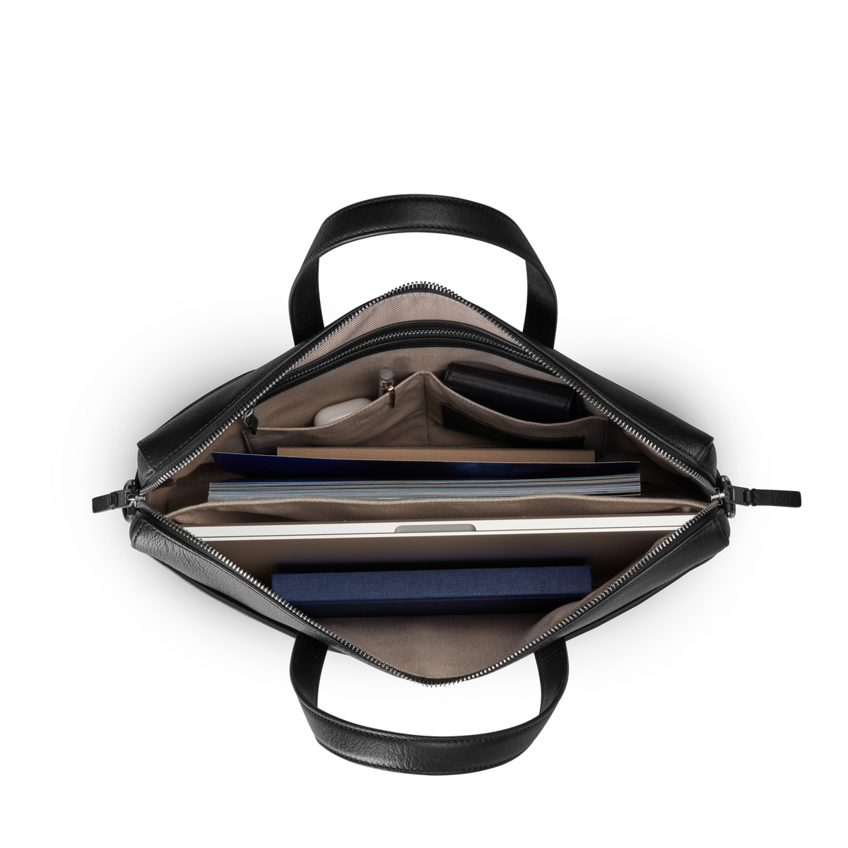 Canfield Briefcase - Black Pebbled Leather