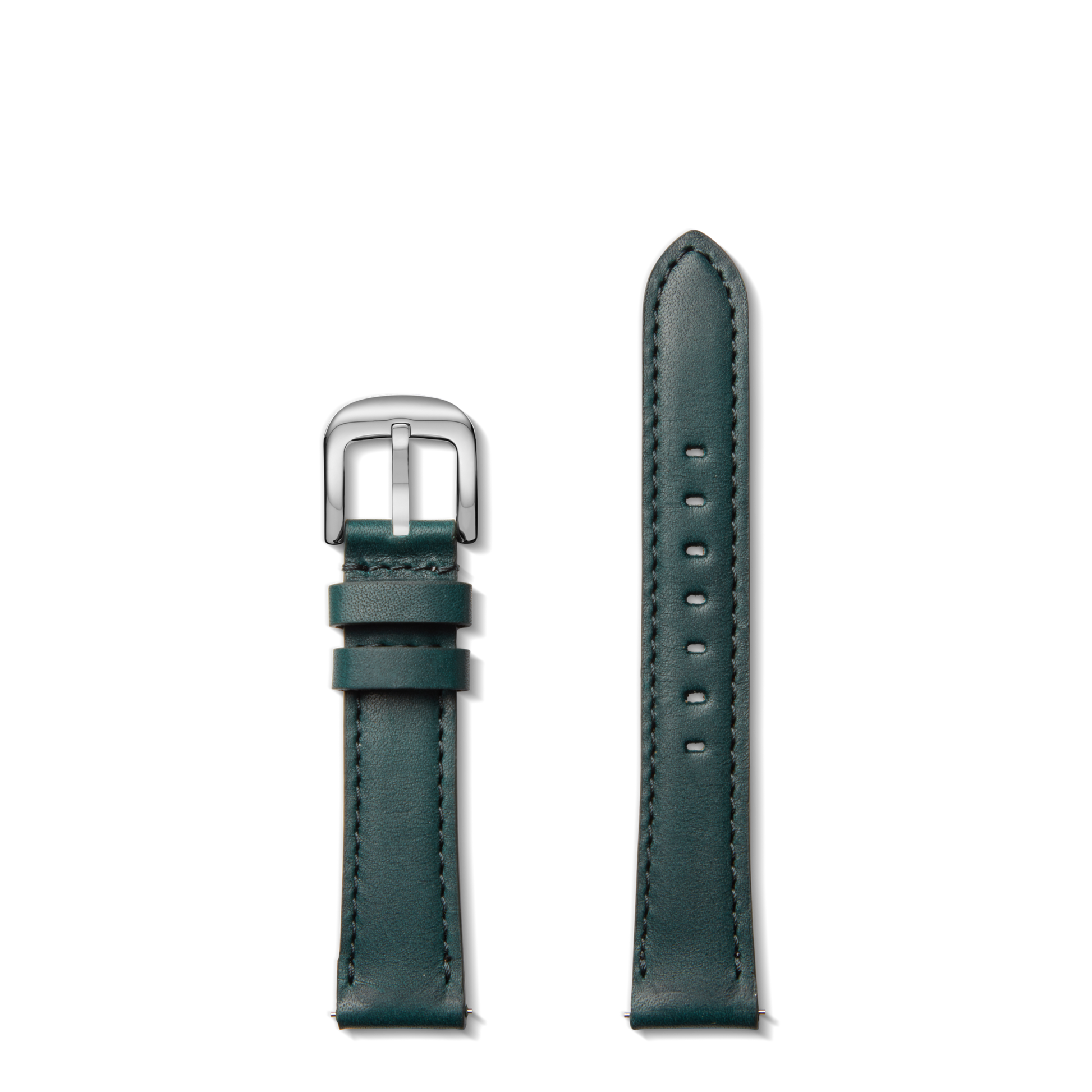 18mm Green Leather Watch Strap - Green