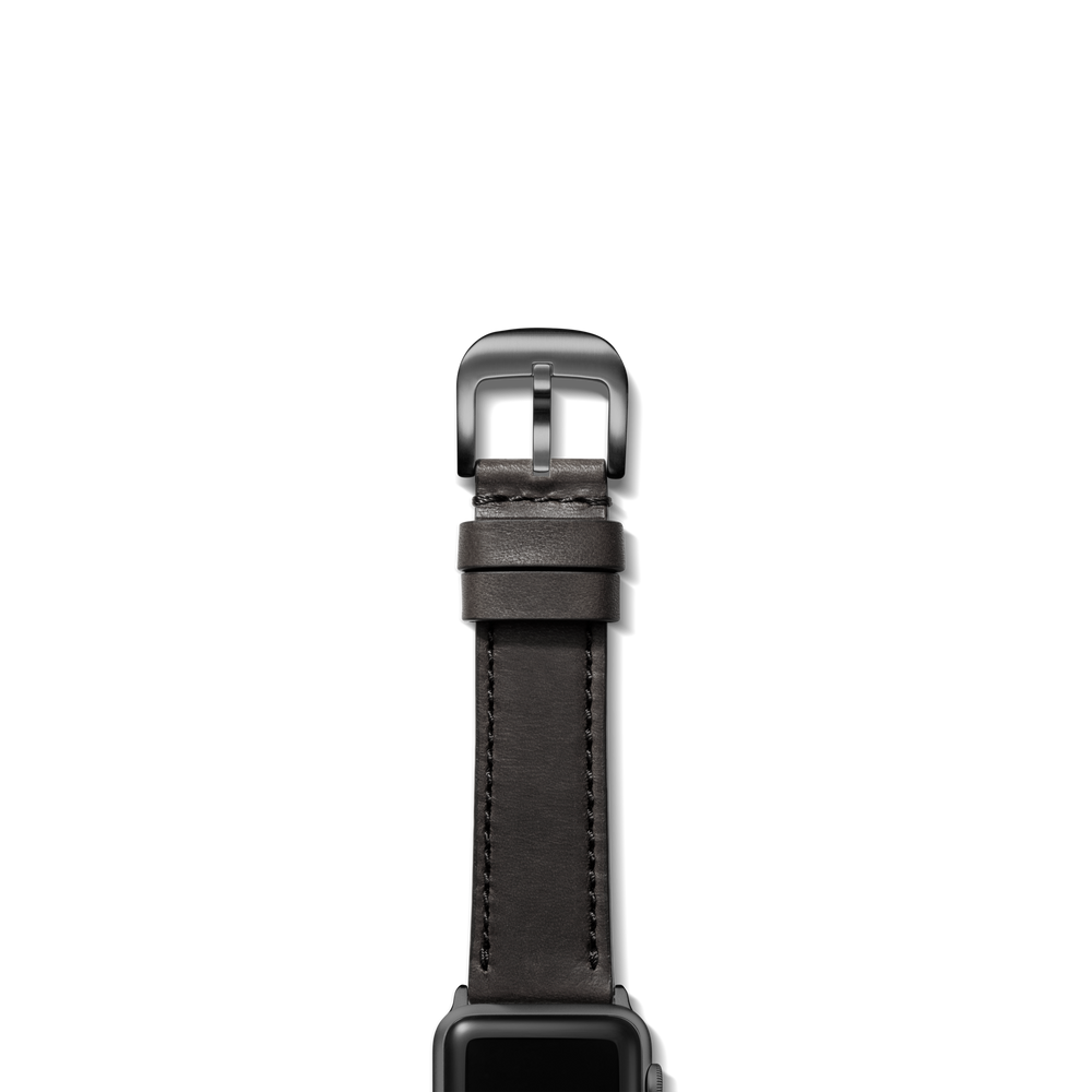 20mm Black Leather Apple Watch Strap - Black