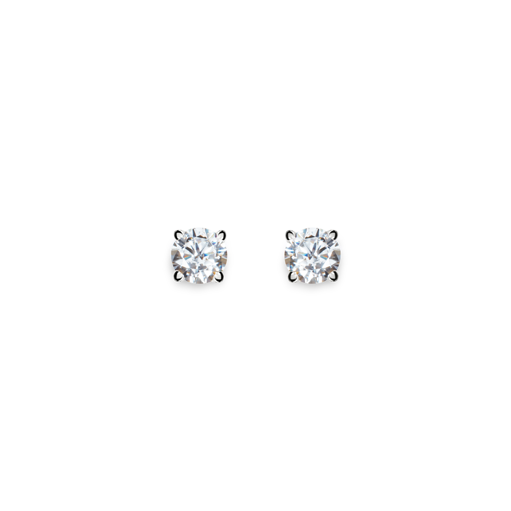 1/2 Carat Round Diamond Studs - White Gold