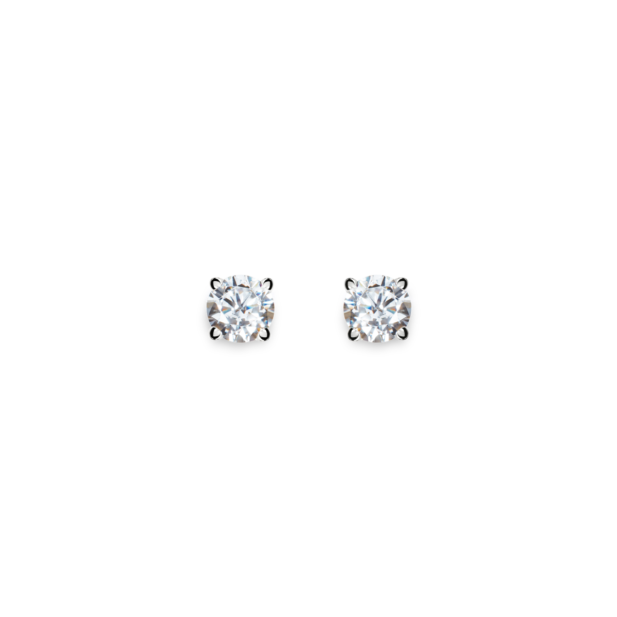 1/2 Carat Round Diamond Stud Earrings - White Gold