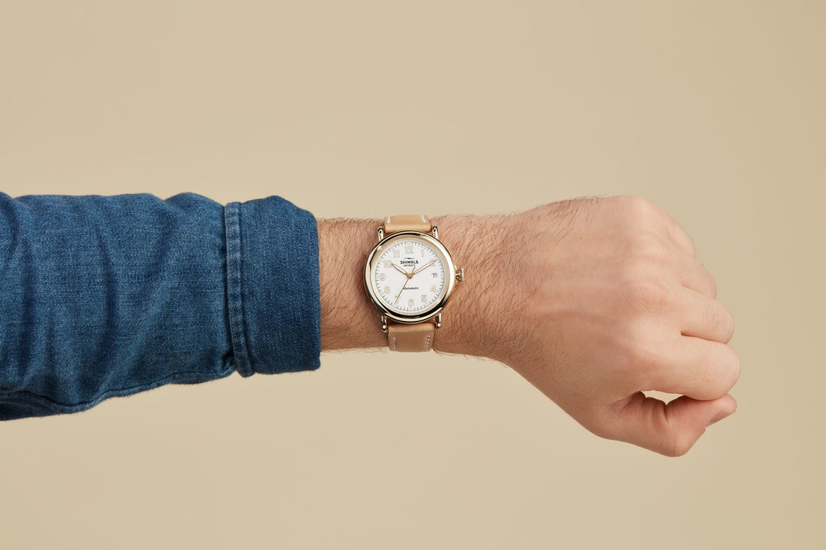 Runwell Automatic Watch - Natural Leather Strap
