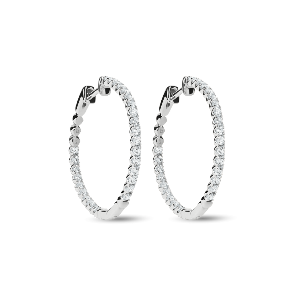 1 Carat Diamond Hoop Earrings White Gold