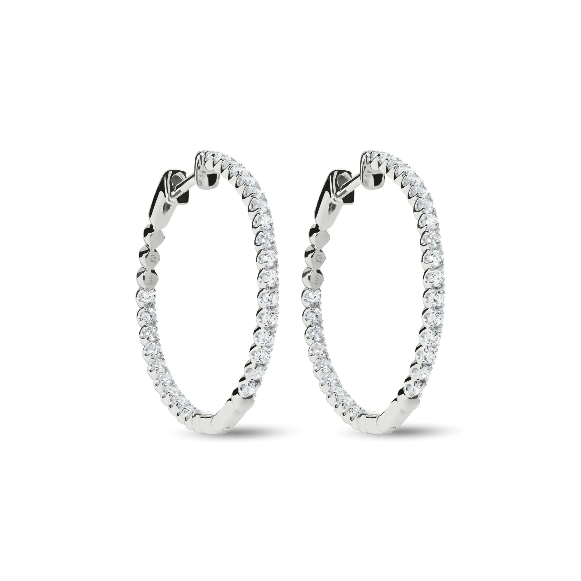 1 Carat Diamond Hoop Earrings - White Gold