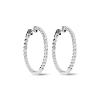 1 Carat Diamond Hoop Earrings - White Gold
