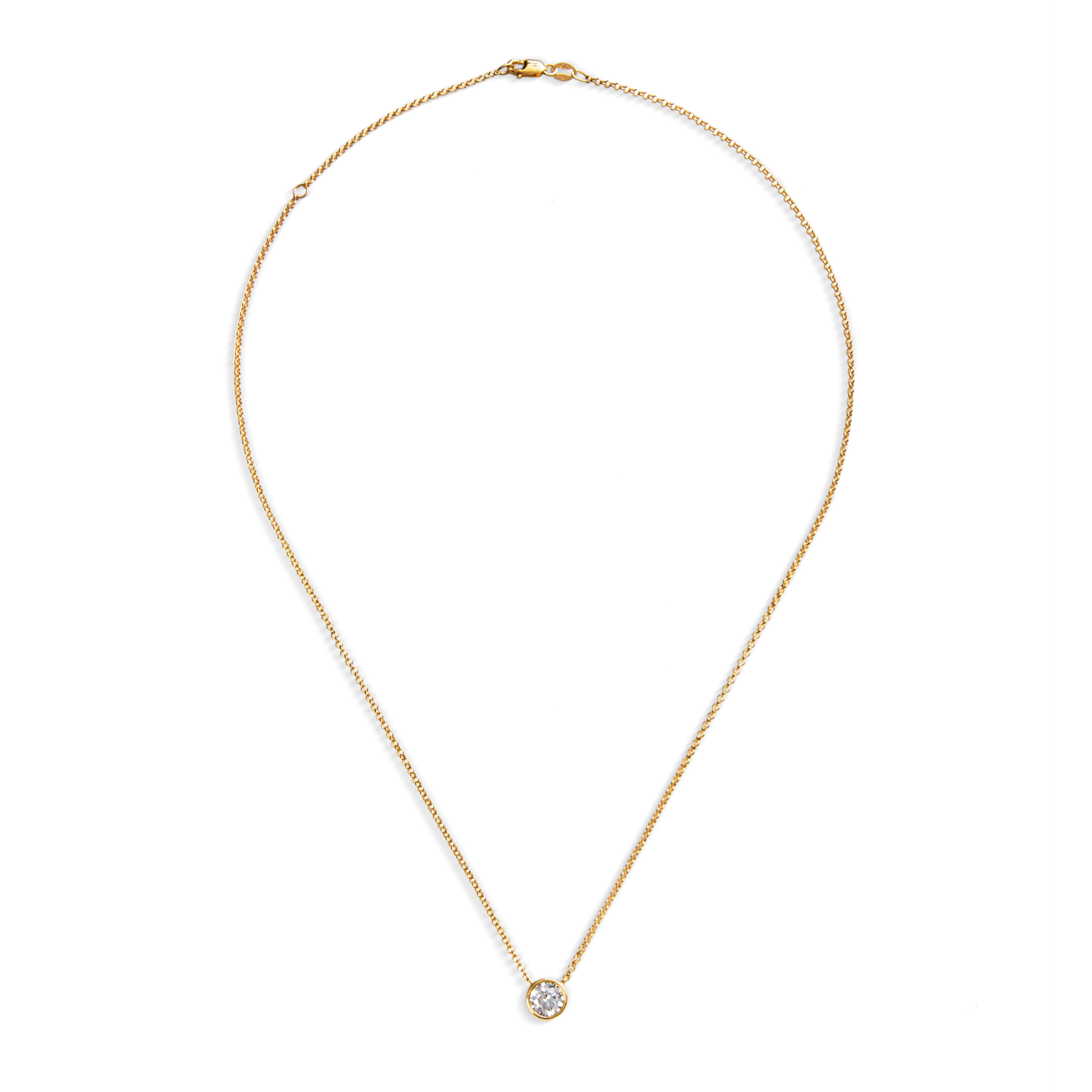 1 Carat Round Diamond Necklace - Yellow Gold