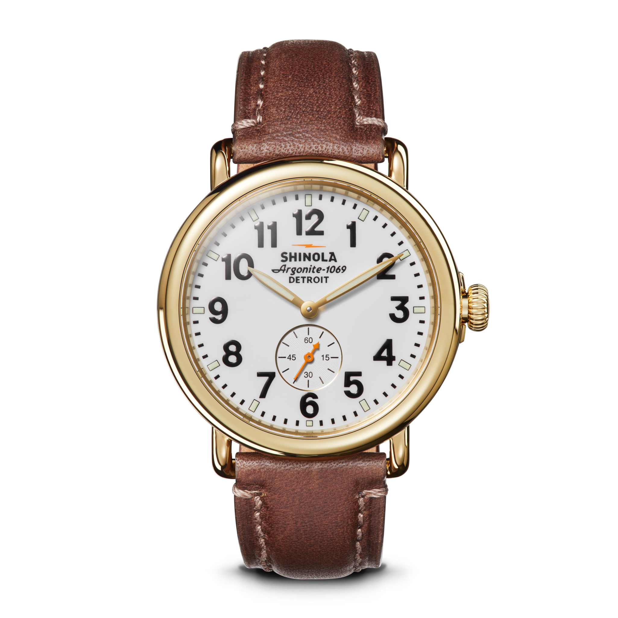 Shino’s The Blast OD Shinola Runwell Sub Second 47mm Gold Oxblood Leather
