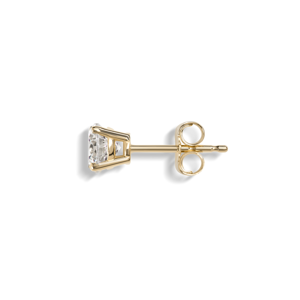 1 Carat Round Diamond Studs - Yellow Gold