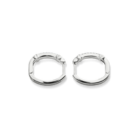 Diamond Pave Rivet Double Row Hoop Earrings - White Gold