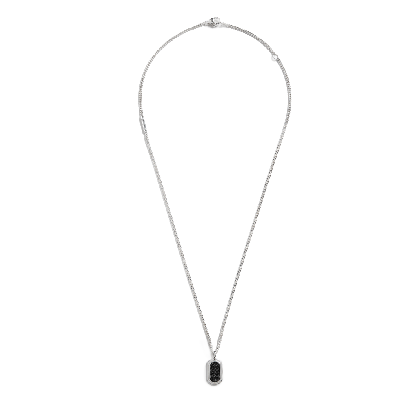 Black Diamond Pave Tag Necklace 22"- 24"