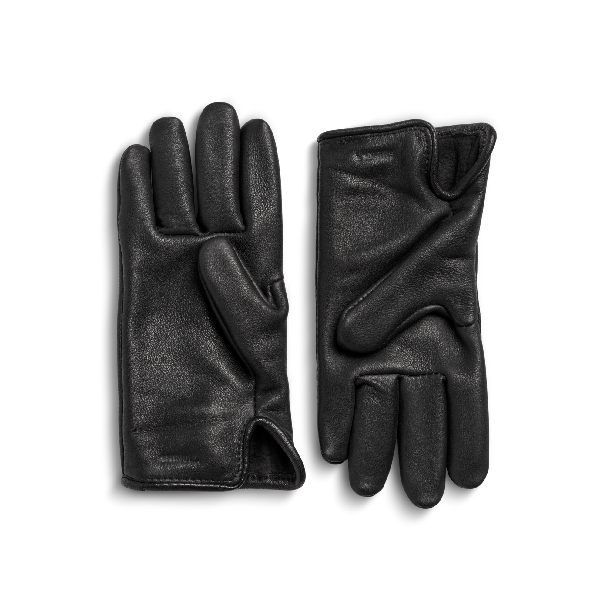 Lined Leather Gloves - Black