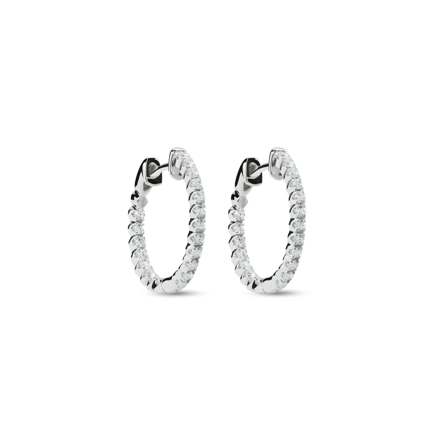 1/2 Carat Diamond Hoop Earrings - White Gold
