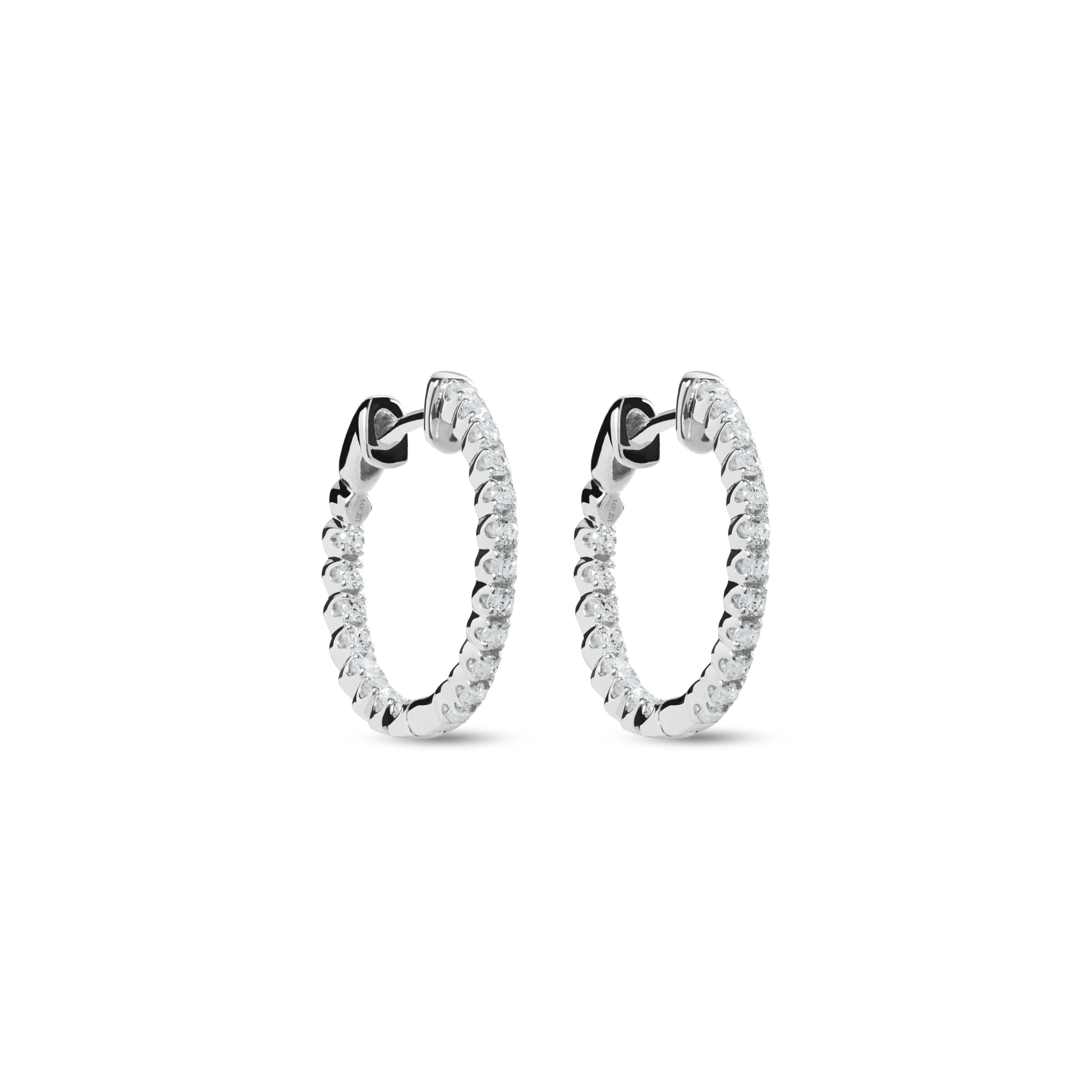 1/2 Carat Diamond Hoop Earrings - White Gold
