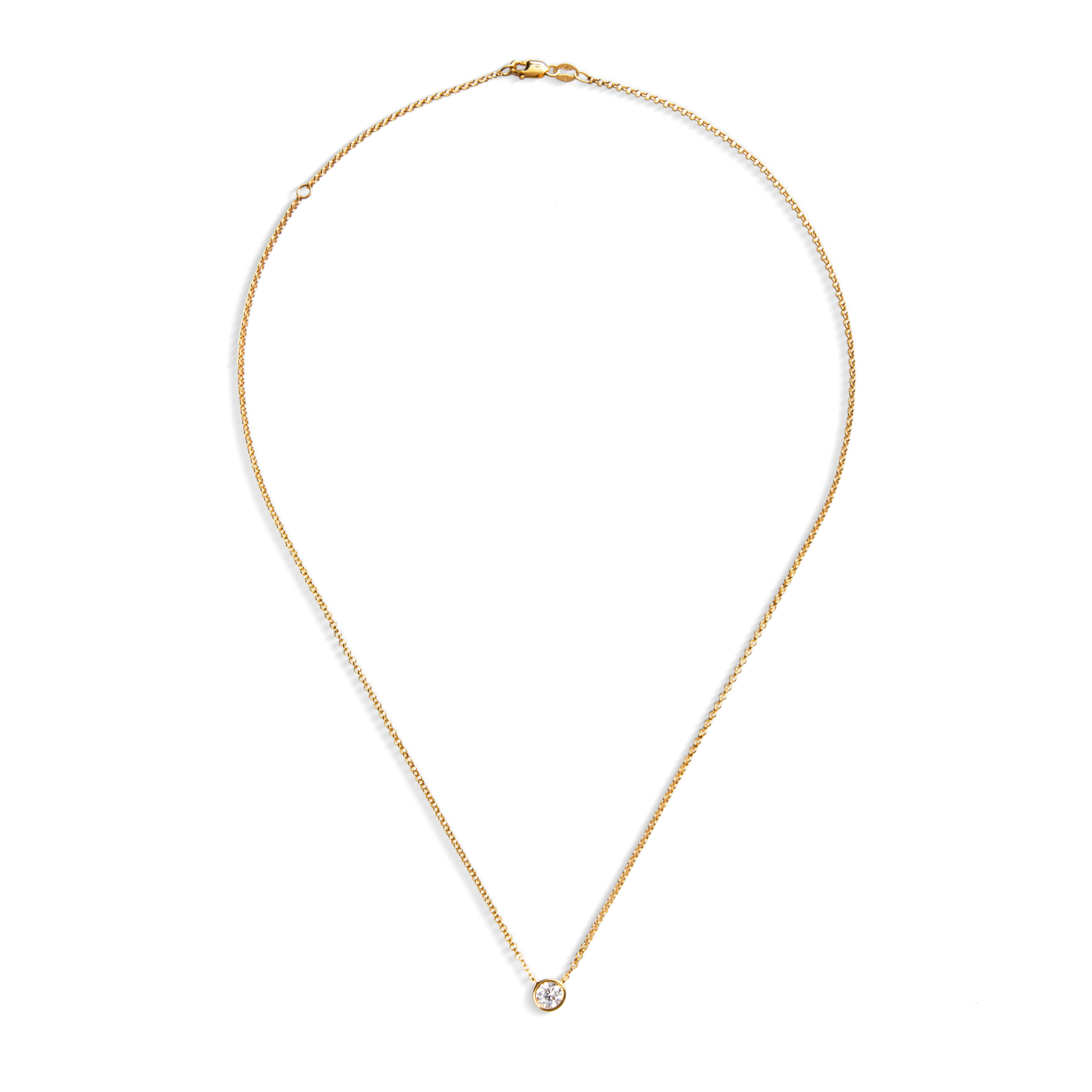 1/2 Carat Round Diamond Necklace - Yellow Gold