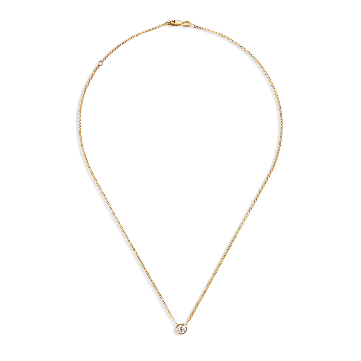 1/2 Carat Round Diamond Bezel Set Pendant - Yellow Gold