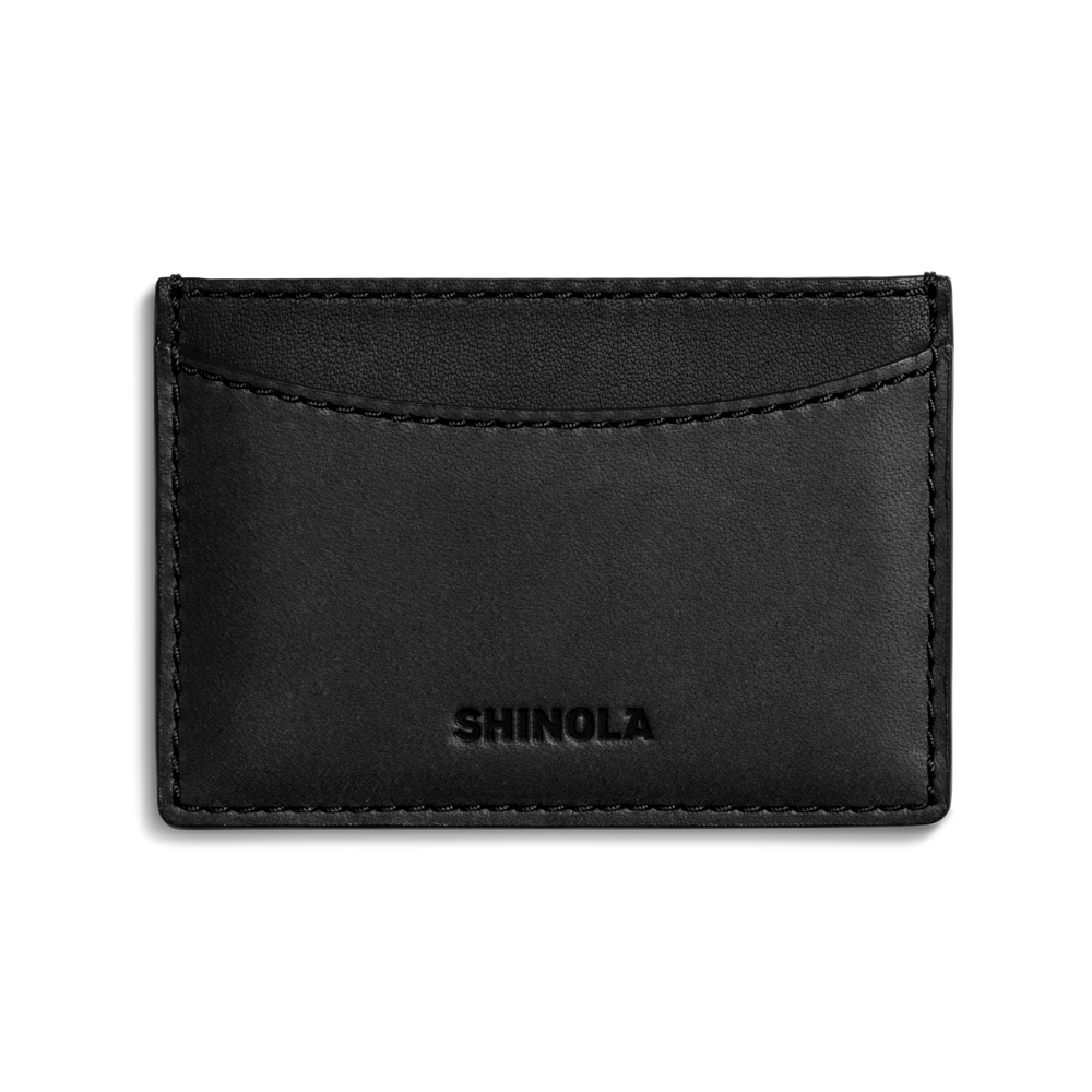 Leather 3 Pocket Card Case - Black