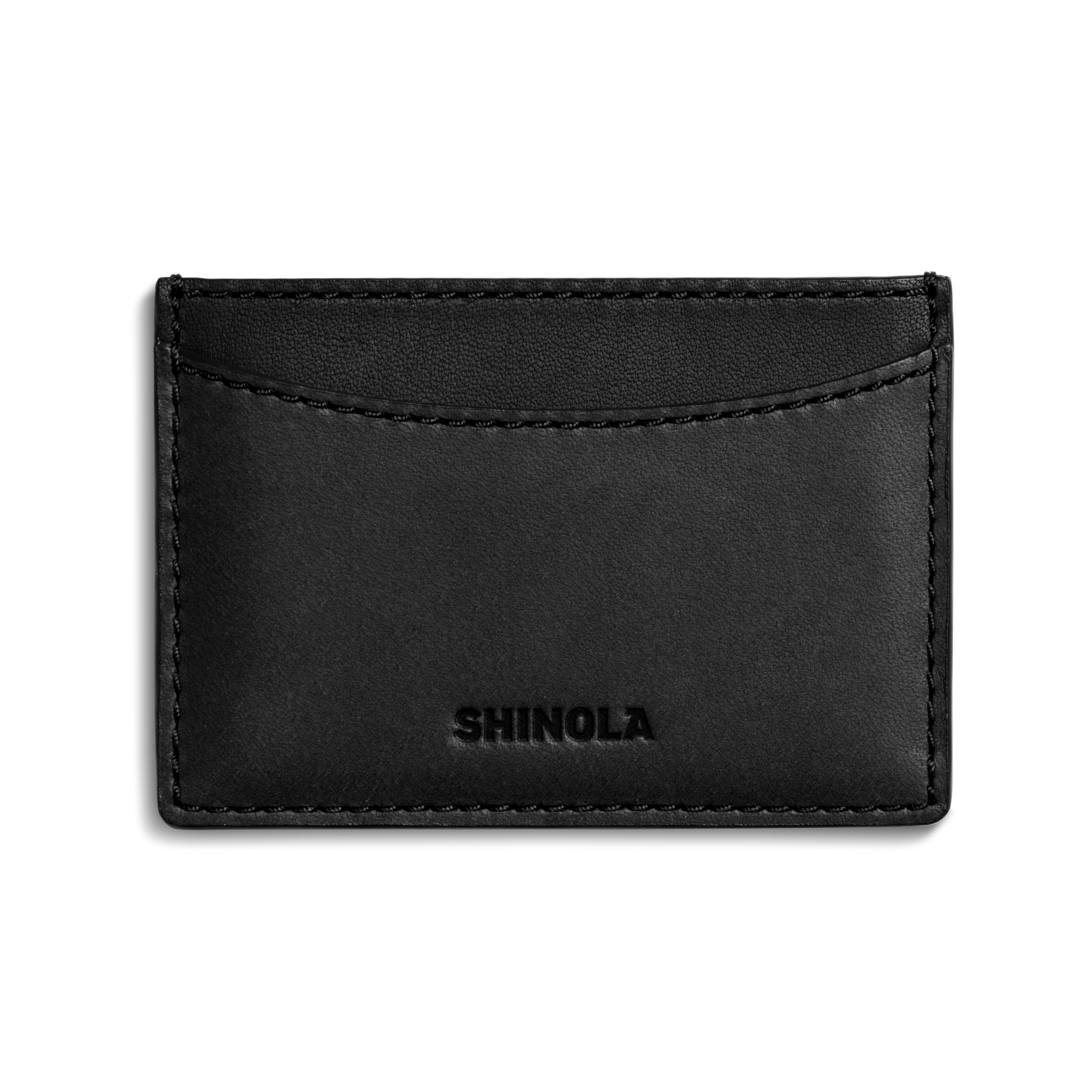 Leather 3 Pocket Card Case - Black