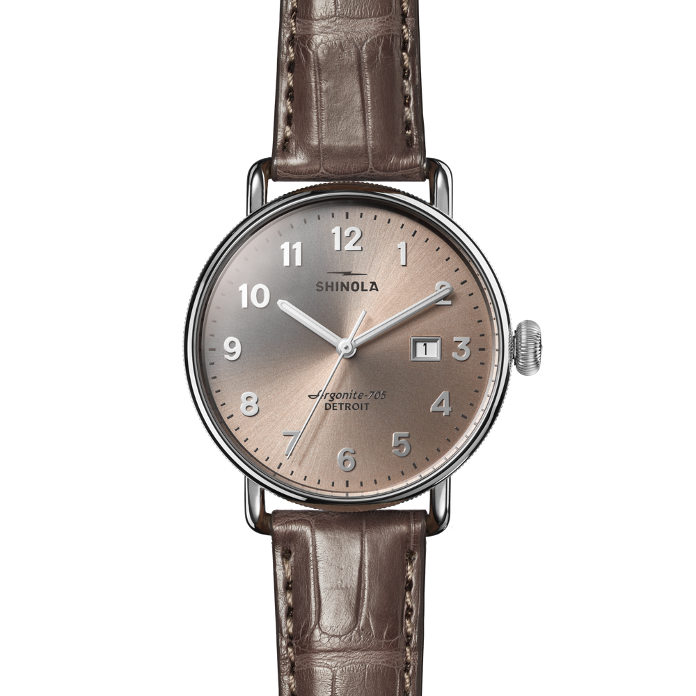 Canfield Watch - Gray Brown Alligator Strap