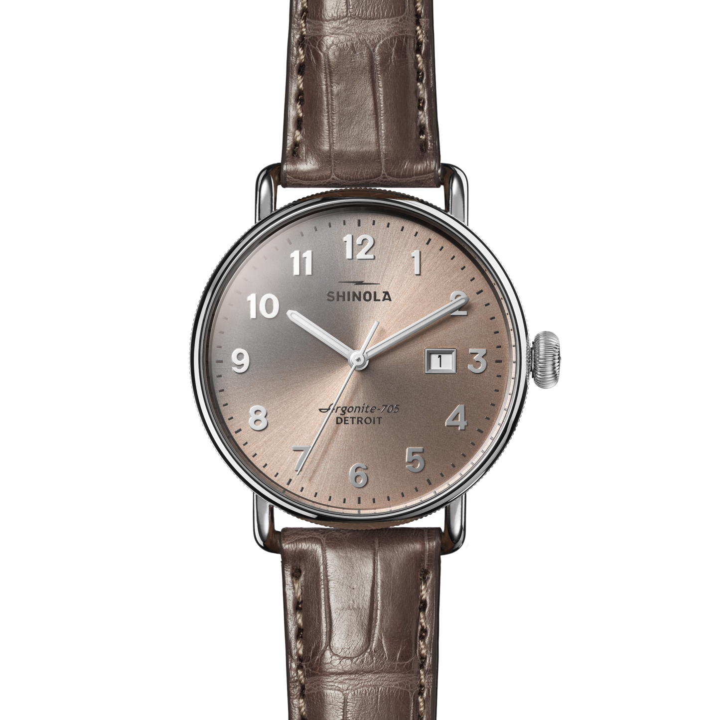 Canfield Watch 38mm - Gray Brown Alligator Strap