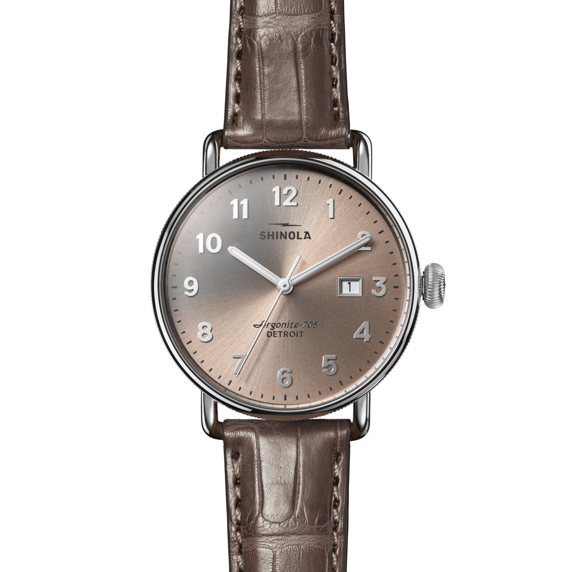 Canfield Watch 38mm - Gray Brown Alligator Strap