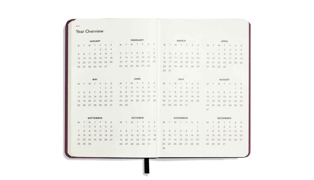 2026 12 Month Runwell Planner - Merlot