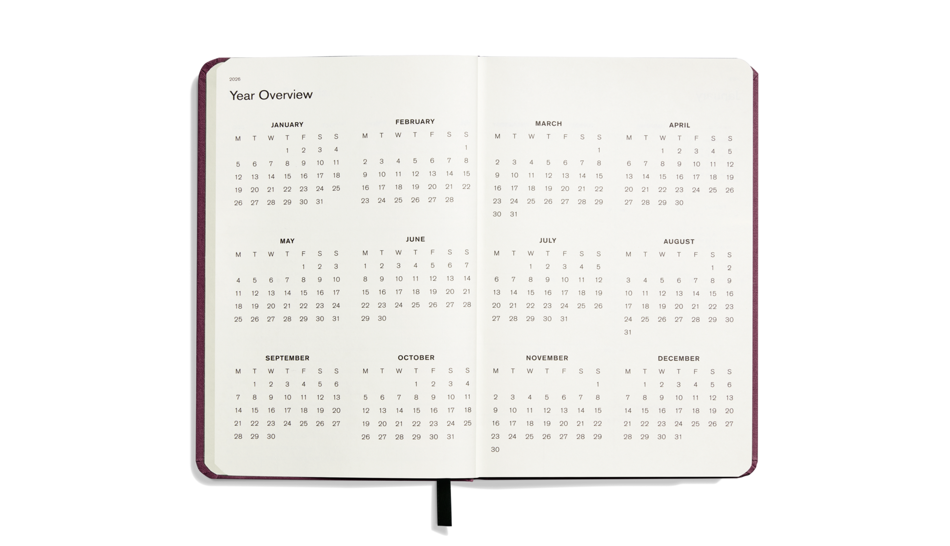2026 12-Month Runwell Planner - Merlot