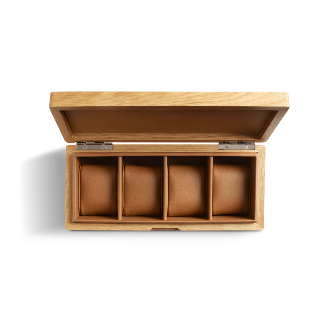 4 Slot Watch Collectors Box Oak
